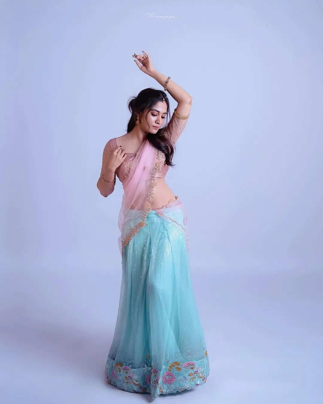 Kannada Actress Rachana Rai in Blue Lehenga Pink Choli